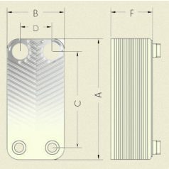   Ba-12-12 Lemezes hőcserélő 12 lemezes 25kW 4x3/4" külső csatlakozással