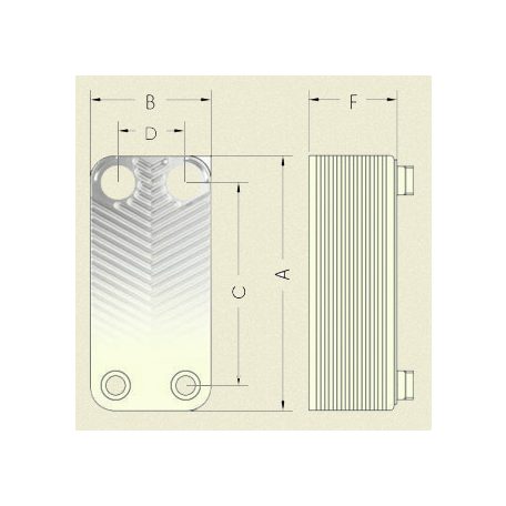 Ba-12-12 Lemezes hőcserélő 12 lemezes 25kW 4x3/4" külső csatlakozással